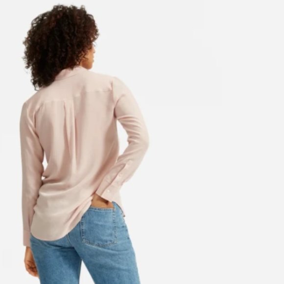 NWT Everlane Clean Silk Notch Shirt | Blush Pink | Silk | Size 12 - Picture 3 of 10